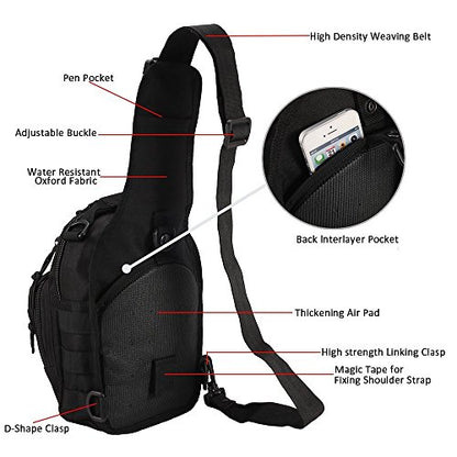 Tactical Shoulder Bag,1000D Outdoor Military Sling Daypack Backpack - color: 2 Pack Green and Green
