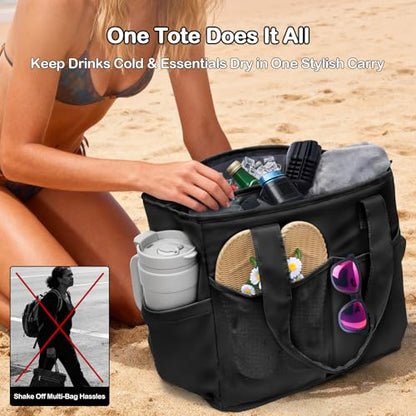 Odoland Soft Cooler Bag – Leakproof Insulated, Collapsible for Beach, Camping - color: Black