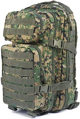 Mil-Tec Unisex Assault Pack - Rugged Durable Lightweight Ergonomic Versatile Tactical Outdoor Camping Hiking Backpack with Adjustable Padded Shoulder Straps & MOLLE Loops, Digital Woodland Camo, 36L - color: Digital Woodland Camo, style: 36l