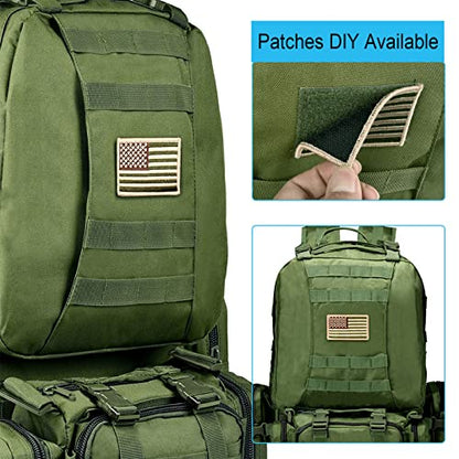 CVLIFE Tactical Backpack Military Army Rucksack 60L Large Assault Pack Detachable Molle Bag, Army Green - color: 06-army Green With Patch