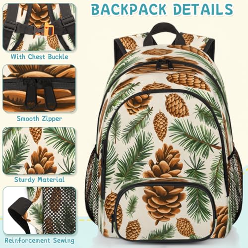 Pinecone Laptop Backpack for Women Men, 18.3 Inch Travel Work Backpacks, Botanical Leaf Pinecone Print Waterproof Computer Casual Daypack Nurse Teacher Bags - color: Multicolor 2