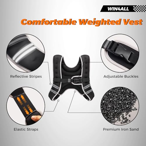 WIN4ALL Weighted Vest Woman, 6lb/8lb/12lb/16lb/20lb, Adjustable Women Weighted Vest for Walking, Strength Training, Running, Fitness, Muscle Building, Black - color: Black, size: 12 LBS