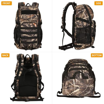 HUNTVP Tactical Backpack Military MOLLE Backpack Hunting Rucksack Gear Assault Pack 25L WR - color: Reed Camo-25l, size: 25L