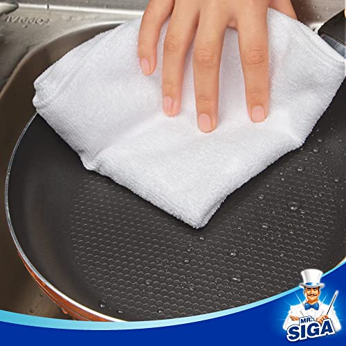 MR.SIGA Microfiber Cleaning Cloth, All-Purpose Microfiber Towels, Streak Free Cleaning Rags, Pack of 12, White, Size 32 x 32 cm(12.6 x 12.6 inch) - color: White