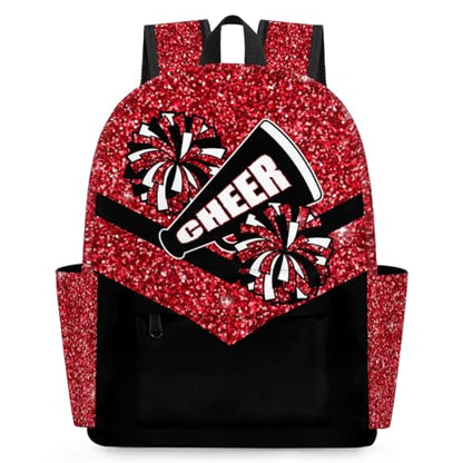 Red Cheer Kids Backpack for Girls Cheerleader Preschool Toddler Backpack Kindergarten Nursery Bookbag Travel Children Lightweight School Bag - color: Red Black