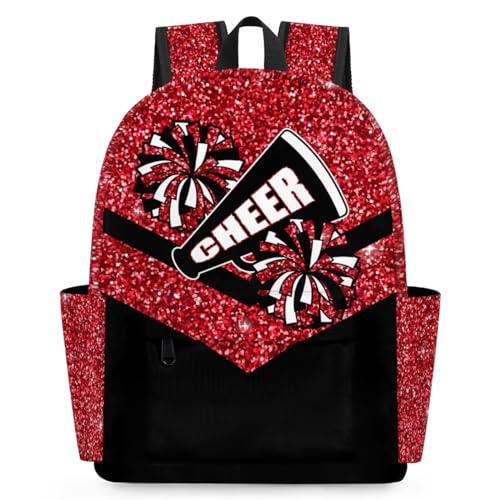 Red Cheer Kids Backpack for Girls Cheerleader Preschool Toddler Backpack Kindergarten Nursery Bookbag Travel Children Lightweight School Bag - color: Red Black