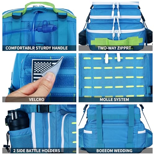 Military Tactical Backpack 45L/25L 3 Day Assault Pack Molle Daypack Hiking Backpack for Men and Women (Blue-Yellow, 45L) - color: Blue-yellow, size: 45L