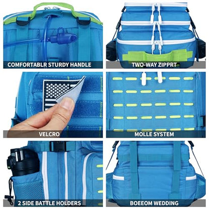 Military Tactical Backpack 45L/25L 3 Day Assault Pack Molle Daypack Hiking Backpack for Men and Women (Blue-Yellow, 45L) - color: Blue-yellow, size: 45L