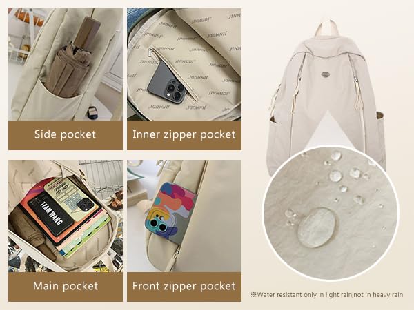 Nylon Backpack for Women Men, Waterproof Travel Backpack Purse Casual Daypack, Gym School Backpack for Daily Cycling (Khaki) - color: Khaki