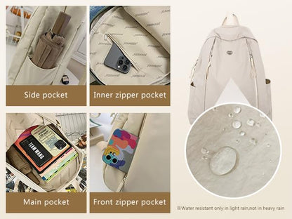 Nylon Backpack for Women Men, Waterproof Travel Backpack Purse Casual Daypack, Gym School Backpack for Daily Cycling (Khaki) - color: Khaki