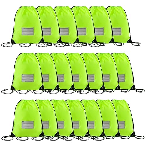CODOBON 20 Pcs Drawstring Bags,Bulk Draw String Backpack, DIY Gym Sports Cinch Bag Sackpack for Women Men, Fluorescent Green - color: Fluorescent Green