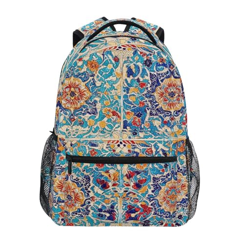 Day Backpack for Men and Women Fashion Diaper Bag Backpack with Chest Strap for Travel Trip Bohemian Boho Vintage Mandala Style Flower - color: Multicolor07