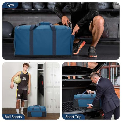 Men's 65L Gym Bag with Wet Pocket and Shoe Compartment- 24"x12.5"x13" Large Sports Duffle Bag for Gym Travel - Royal Blue - color: Royal Blue