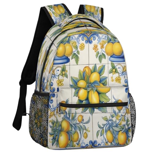 Fruit Lemon Backpack with Chest Strap, Casual Backpack for Women Men, 16 Inch Daypack for Travel Work, Lemons - color: Off-white