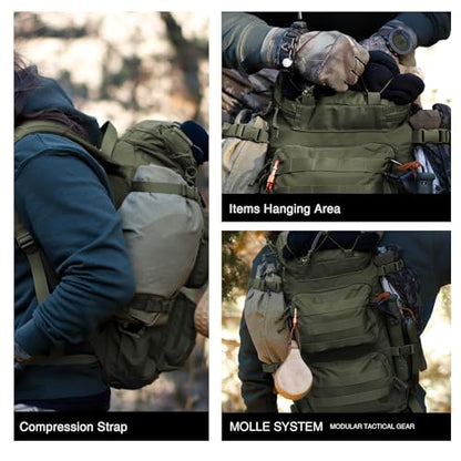 Mardingtop Tactical Backpacks Molle Hiking daypacks for Motorcycle Camping Hiking Military Traveling,25L Backpack - color: Army Green