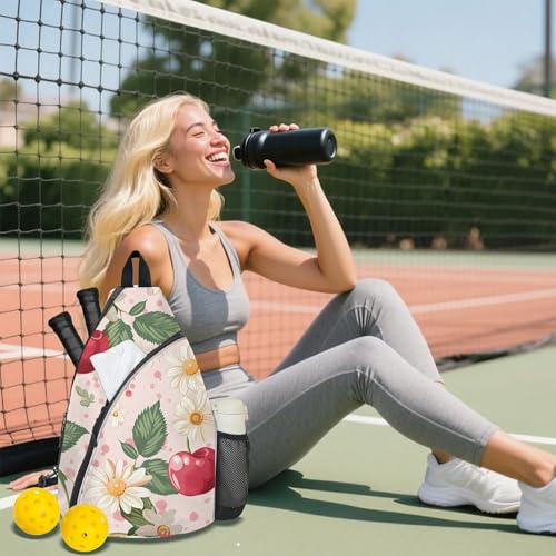 Pickleball Bag for Women Men Adjustable Crossbody Sling Backpack Hold Pickleball Paddle Water Bottle - color: Multicolor 17