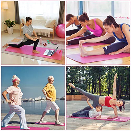 3 mm Thick Yoga Mat Bulk, Non Slip Exercise Workout Fitness Pad for Women Men, Gym Home Yoga Pilates, Easy to Clean, Sturdy PVC - color: Rose Red