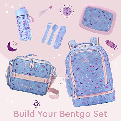 Bentgo Kids 2-in-1 Backpack & Insulated Lunch Bag - Durable 16” Backpack & Lunch Container in Unique Prints for School & Travel - Water Resistant, Padded & Large Compartments (Lavender Galaxy) - color: Lavender Galaxy