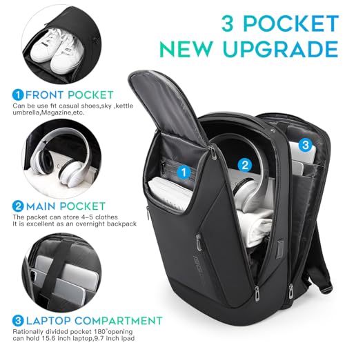 FUTURE AESTHETIC Business Smart Backpack Waterproof fit 15.6 Inch Laptop Backpack with USB Charging Port,Travel Durable Backpack - color: Black