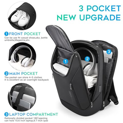 FUTURE AESTHETIC Business Smart Backpack Waterproof fit 15.6 Inch Laptop Backpack with USB Charging Port,Travel Durable Backpack - color: Black