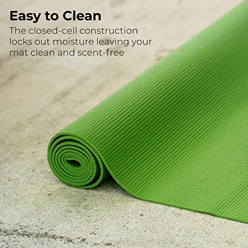 10-Pack Yoga Mat, 68" x 24" Non Slip Exercise Mat, 4mm Thick Gym Mat for Fitness and Stretching, Bulk Non Toxic Yoga Mats for Schools and Studios - color: Green
