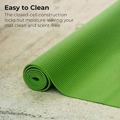 10-Pack Yoga Mat, 68" x 24" Non Slip Exercise Mat, 4mm Thick Gym Mat for Fitness and Stretching, Bulk Non Toxic Yoga Mats for Schools and Studios - color: Green