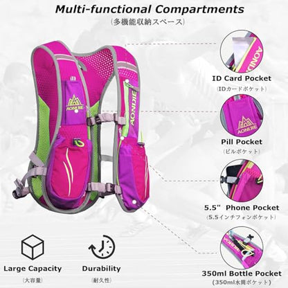 YAPJEB Running Hydration Vest Lightweight Water Pack for Men Women 5L 5.5L Backpack for Marathon Trail Race Hiking Cycling Camping Jogging - color: 01 Red(5.5L) - Only Vest