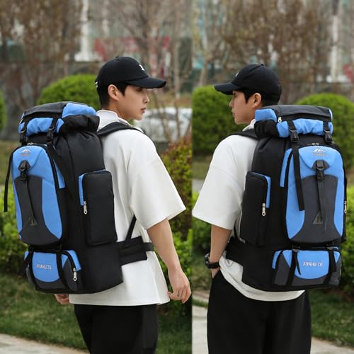 Lawaia 70L Hiking Backpack Large Camping Pack Backpacking Bag Rucking Backpacks Outdoor Trekking Travel Rucksack for Men Women-Sky Blue - color: Sky Blue