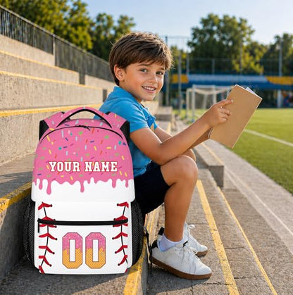Personalized Baseball Drip Backpack for Kids Boys Girls, Blue Ice Cream Print Travel Bag, Multi Pocket Everyday Backpack (#6) - color: #6