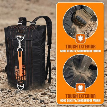 Military Tactical Backpack Parachute Buckles Hook Nylon Rucksacks Flight Backpacks Day Pack for Outdoor,Hiking,Camping (Black) - color: Black