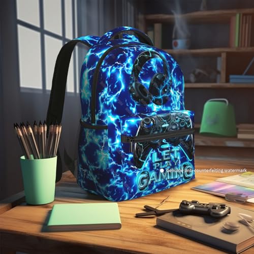 Gaming Boys School Backpack Elementary Middle Video Game Lightning Backpack For Kids Game Bookbag Daypack Travel Back Pack Ages 6-18 - color: Game Lightning