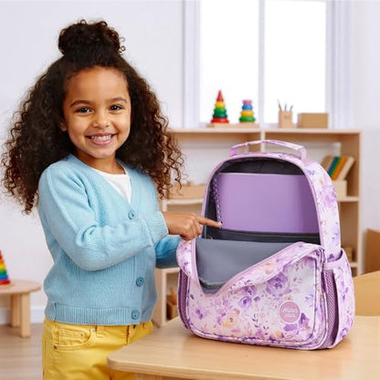mibasies Toddler Backpacks for Girls 2-4: Little Kid Bookbag for Preschool Prek Daycare Purple Flower - color: Purple Flower, style: Toddler-12"h(not Fit Folder)
