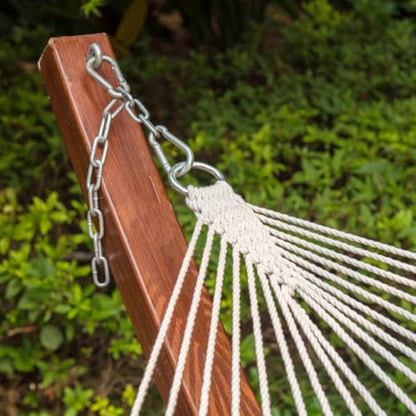 Lazy Daze Hammocks Double Rope Hammock, 2 Person Traditional Outdoor Hand Woven Cotton Rope Hammock with Spreader Bar, Carabiners, Tree Straps, Chains for Patio Yard - Max 450 Lbs, Natural - color: Natural
