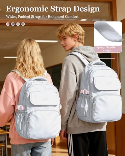 Cute Middle School Backpack For Teen Girls,Waterproof Casual Bookbags,Lightweight Travel Daypack,Basic Laptop College Backpack For Women(grey - color: A6-grey