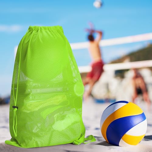 NATURAL STYLE Large Mesh Drawstring Backpack Bag, Gym Sports String Bag, Outdoor Workout Beach Swim Bag (Green) - color: Green