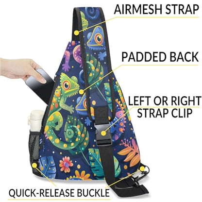 Pickleball Bag for Women Men Adjustable Crossbody Sling Backpack Hold Pickleball Paddle Water Bottle - color: Multicolor 1
