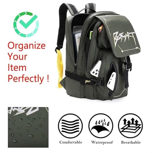 BESMART Hiking Outdoor Travel Backpack with Design, Water-Resistant Laptop Daypack Book Bag with Multi-Layer for Men & Woman (Army Green) - color: Army Green