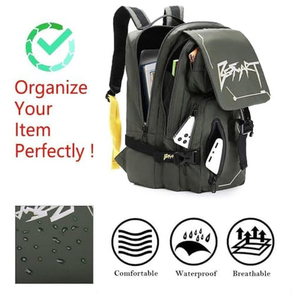 BESMART Hiking Outdoor Travel Backpack with Design, Water-Resistant Laptop Daypack Book Bag with Multi-Layer for Men & Woman (Army Green) - color: Army Green
