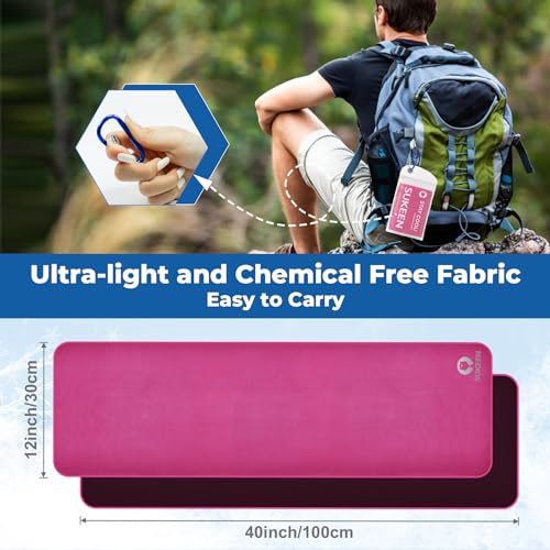 Sukeen 10 Pack Cooling Towels (40"x12"), Neck and Face, Microfiber Cool Towel, Soft Breathable Chilly Towel for Yoga, Golf, Gym, Camping, Running, Workout & More Activities - color: Lake Blue+dark Grey+pale Green+pink+black+blue+green+light Purple+dark Bl