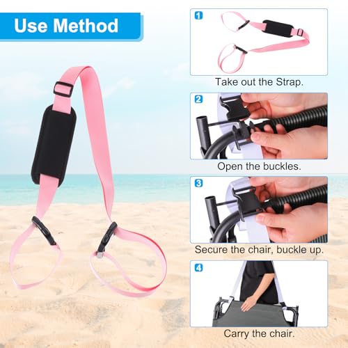 PATIKIL Pink Adjustable Beach Chair Straps, Shoulder Carrying Straps for Folding Chair Backpack - color: Pink
