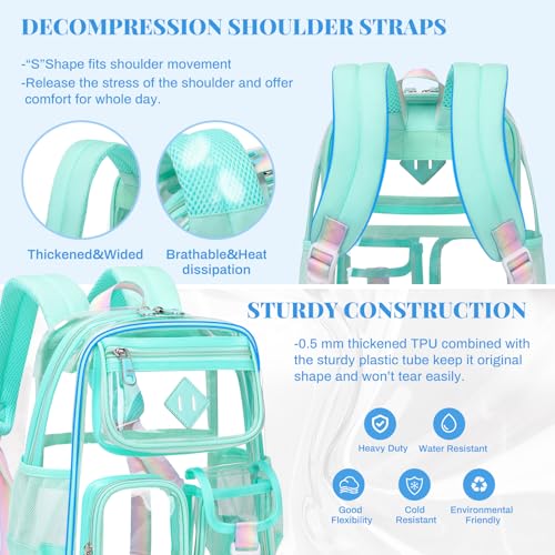 PIG PIG GIRL Mini Clear Backpack for Stadium Events, Small Clear Bag for Child for Festival Concert,Green(Not Fits School) - color: Mini-green
