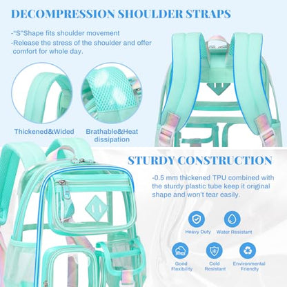 PIG PIG GIRL Mini Clear Backpack for Stadium Events, Small Clear Bag for Child for Festival Concert,Green(Not Fits School) - color: Mini-green