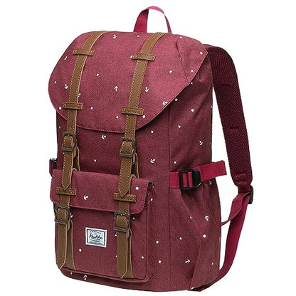 KAUKKO Laptop Outdoor Backpack Traveling Daypack Hiking Rucksack Large Capacity Bag Fits 15.6"(5-13-MAROON-NEW) - color: 5-13-maroon-new