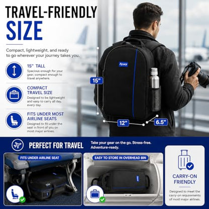 Acuvar Camera Backpack Bag for DSLR & Mirrorless Cameras – Padded Camera Case with Customizable Dividers, Rain Cover, Laptop Storage, Fits Canon Nikon Sony Camera & Lenses