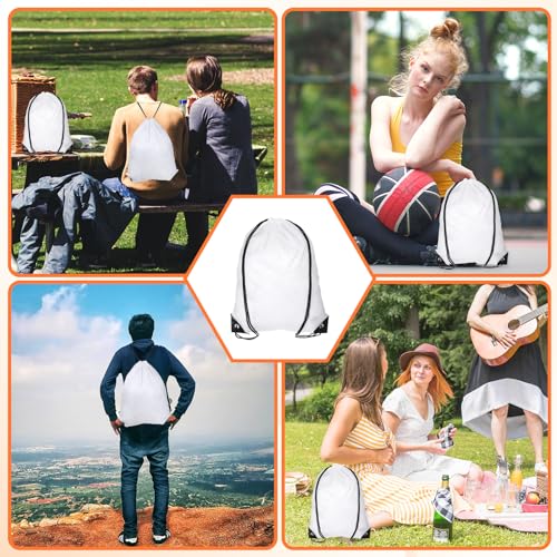 30 Pcs Sublimation Drawstring Bags Blanks White Cinch Sack Draw String Backpack Bulk Polyester Blank Bags for Heat Transfer Vinyl Gym Sport DIY Craft
