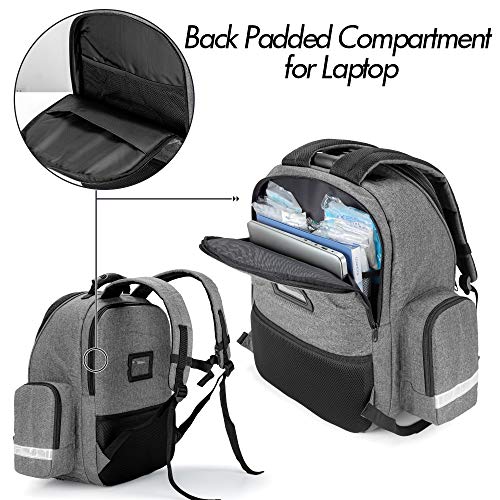 Trunab First Responder Bag Trauma Backpack Empty, Medical Emergency Kits Storage Jump Bag Pack for EMT, EMS, Police, Firefighters, Safety Officers - Patented Design Grey | Medical Emergency Kits Storage, Jump Bag Pack, For EMT, EMS, Police, Firefighters,