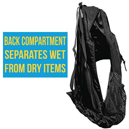Athletico Mesh Swim Bag - Mesh Pool Bag With Wet & Dry Compartments for Swimming, the Beach, Camping and More - color: Black