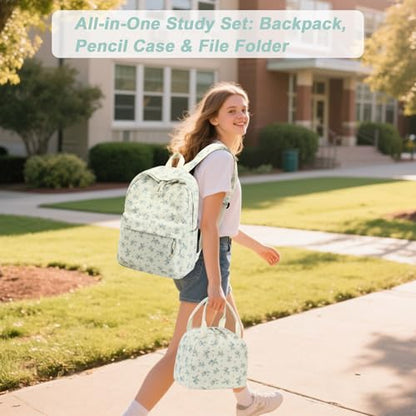 BTOOP School Backpacks for Teen Girls Bookbags Lightweight Kids Backpack School Bags Set with Lunch Box Pencil Case - color: Blue