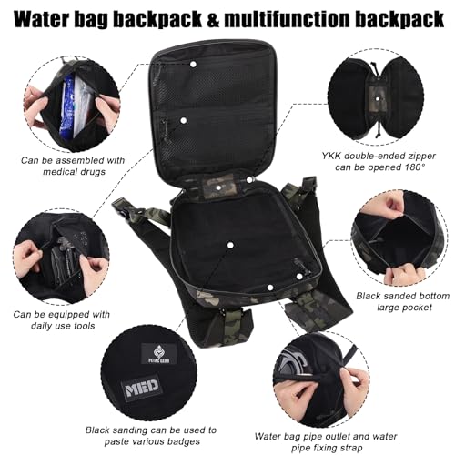 PETAC GEAR Tactical Molle Hydration Pack for 1.5L - Lightweight Water Reservoir Bag for Molle Vest Backpack, for Hiking, Hunting - style: MCBK without bladder