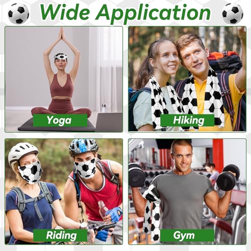 30Pcs Soccer Cooling Towels for Neck and Face 40 x 12 Inch Ball Sports Team Gifts Workout Ice Towel for Gym Sweat Microfiber Breathable Chilly Bulk Neck Wraps for Athletes Camping Travel Outdoor - style: Soccer Ball
